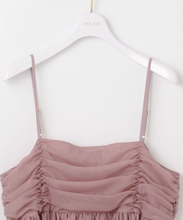 ANY SIS 【洗える】チュールレイヤード キャミソール スモーキーピンク