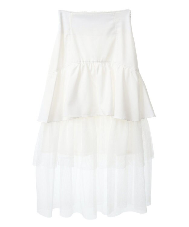 Green Parks ｄａｚｚｌｉｎ　ツイルチュールレイヤードスカート Ivory