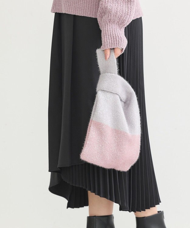 earth music&ecology バイカラーキラキラニットハンドバッグ Light Gray