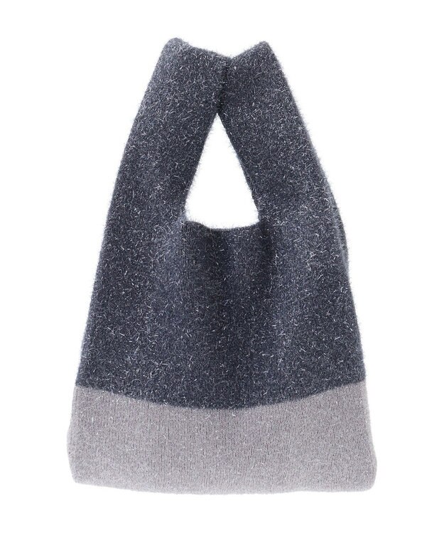 earth music&ecology バイカラーキラキラニットハンドバッグ Gray