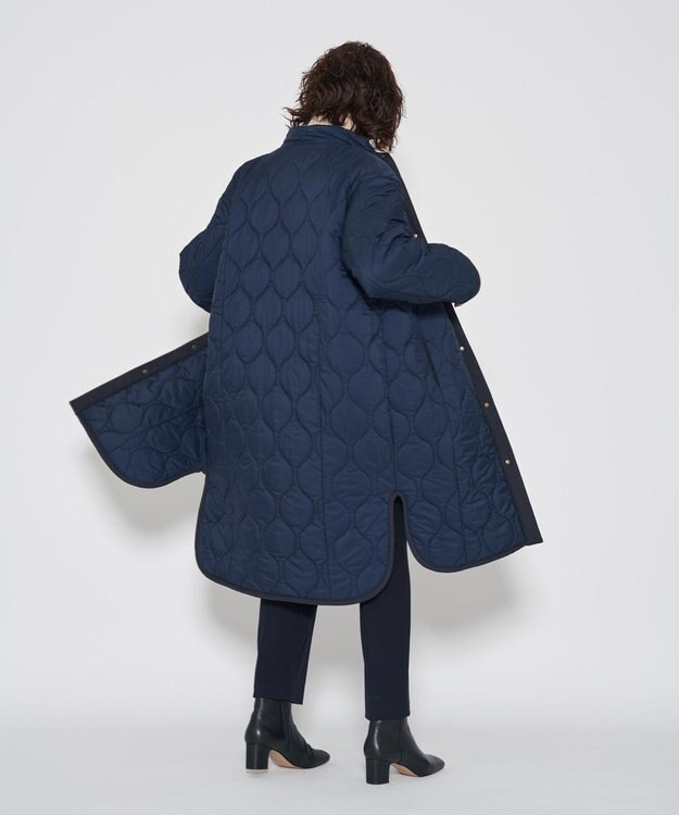 J.PRESS YORK STREET 【WOMEN】ロングキルトリバーシブルコート ネイビー系