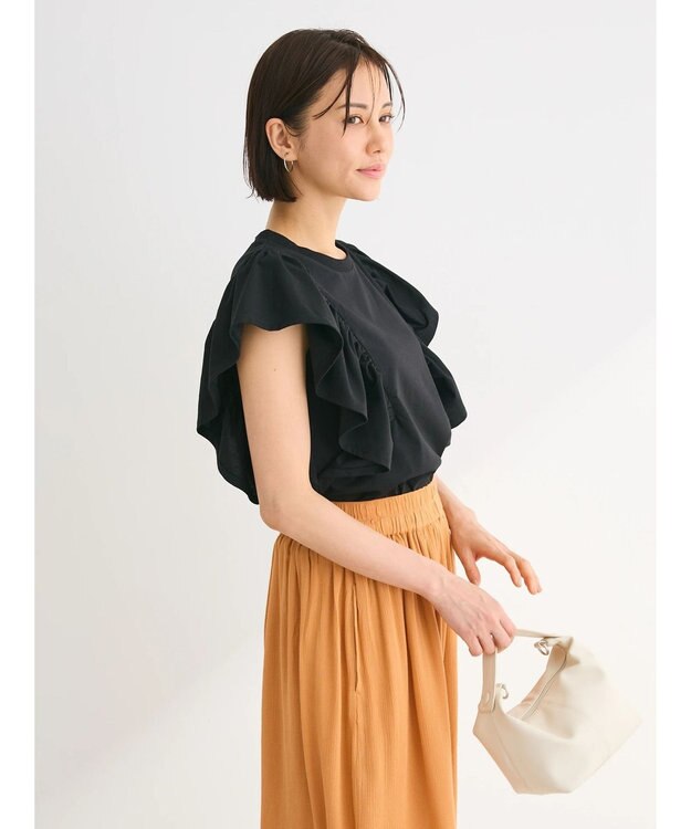 Green Parks ・ＳＵＧＡＲ　ＳＰＯＯＮ＜ＣＯＯＬ＞ラッフルスリーブＴＥＥ Black