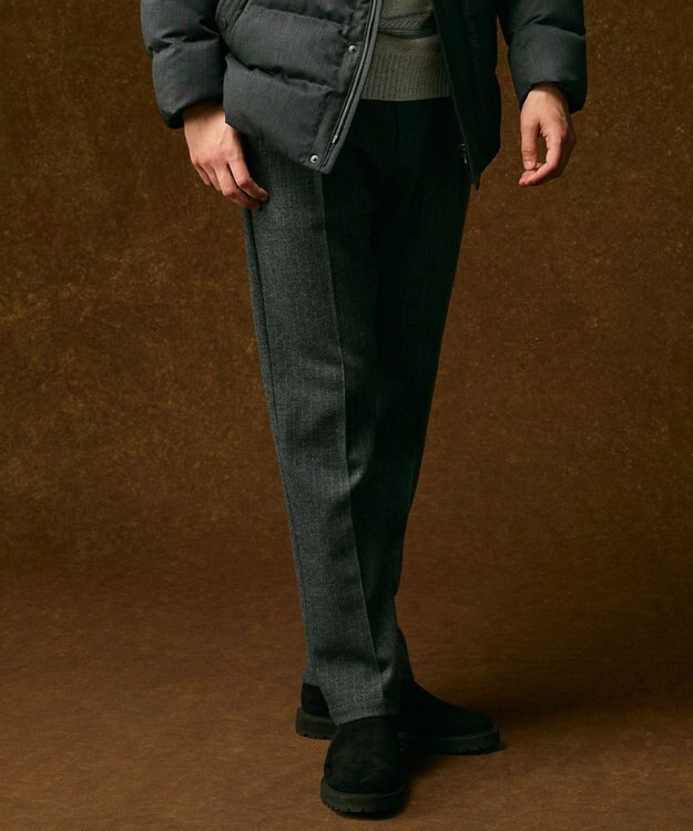 JOSEPH ABBOUD 【キングサイズ・軽量/ストレッチ/尾州産ジャージー素材】ウールミルドジャージータック パンツ グレー系1