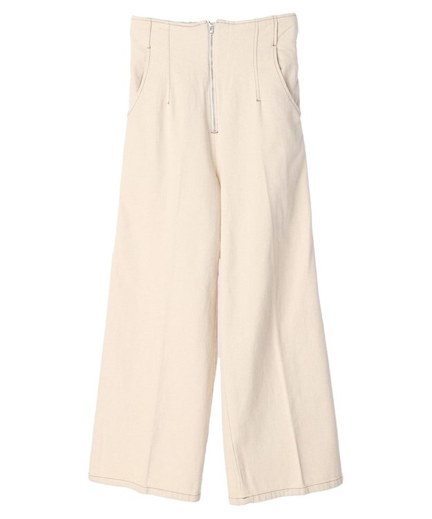 earth music&ecology フロントジップデニムパンツ Ivory