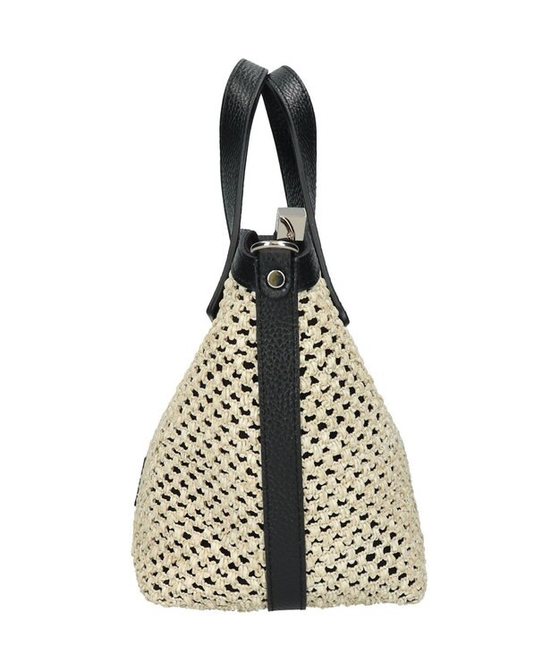 INTER-CHAUSSURES 【RIPANI】サマーツイード・レザーコンビバッグ ブラックコンビ