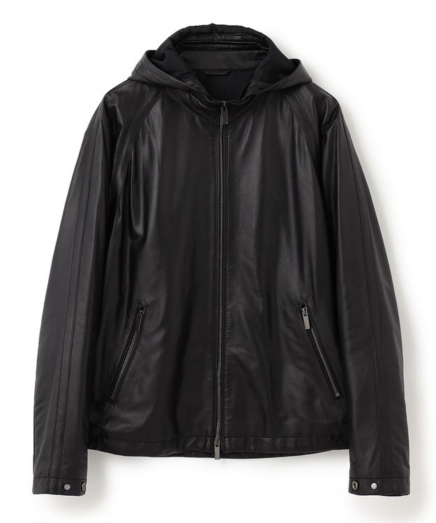 JOSEPH HOMME ライトラムナッパ　フードブルゾン ブラック系