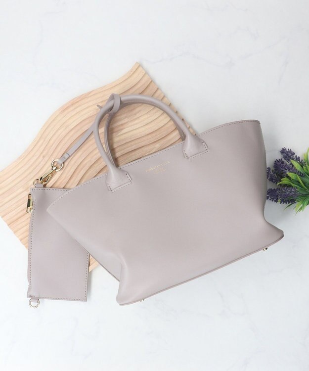 INTER-CHAUSSURES 【Christian Villa】ミディアムサイズベーシックハンドバッグ ライトグレー