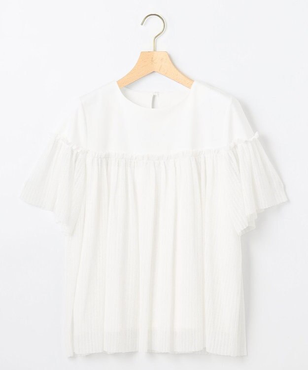 組曲 S プリーツコンビ5分袖 カットソー アイボリー系