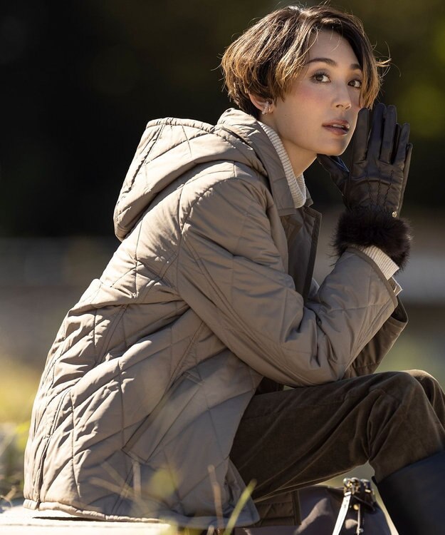 J.PRESS LADIES L 【抗菌防臭】コンパクトタフタプレミアム撥水 ショート アウター ブラウン系