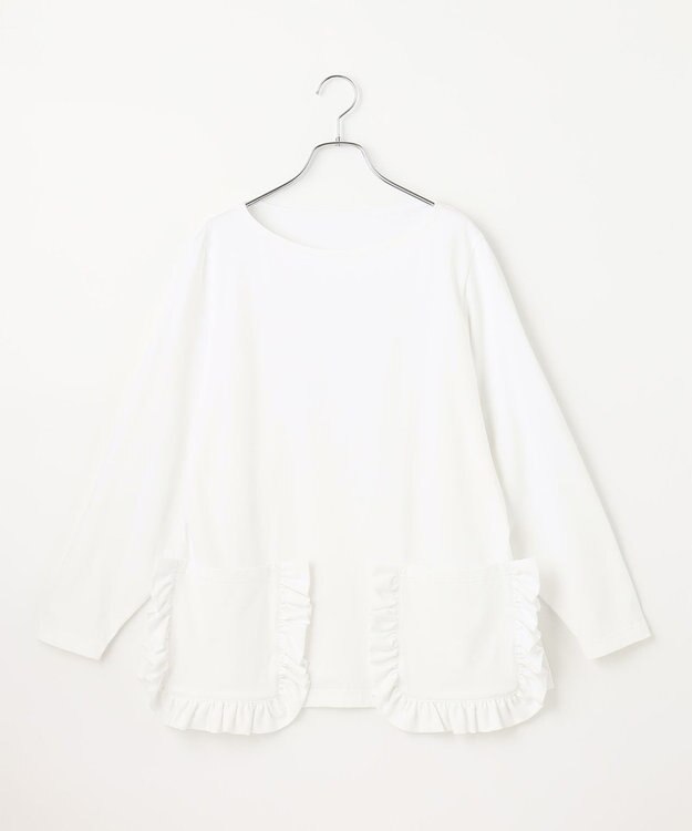 #Newans 【ANSWER for 神戸エレガンス】フリルポケットロングTシャツ ホワイト系