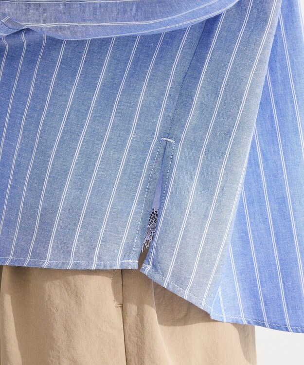 Green Parks 綿麻混シャツ Sax