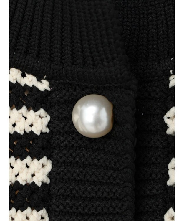 Green Parks ・ＥＬＥＮＣＡＲＥ　ＤＵＥ　パール釦カーディガン Border Black