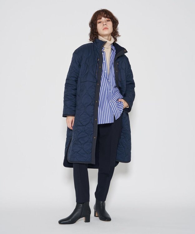 J.PRESS YORK STREET 【WOMEN】ロングキルトリバーシブルコート ネイビー系