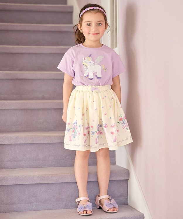 ANY KIDS ミラクルスパンコール 半袖 Tシャツ ラベンダー×ユニコーン