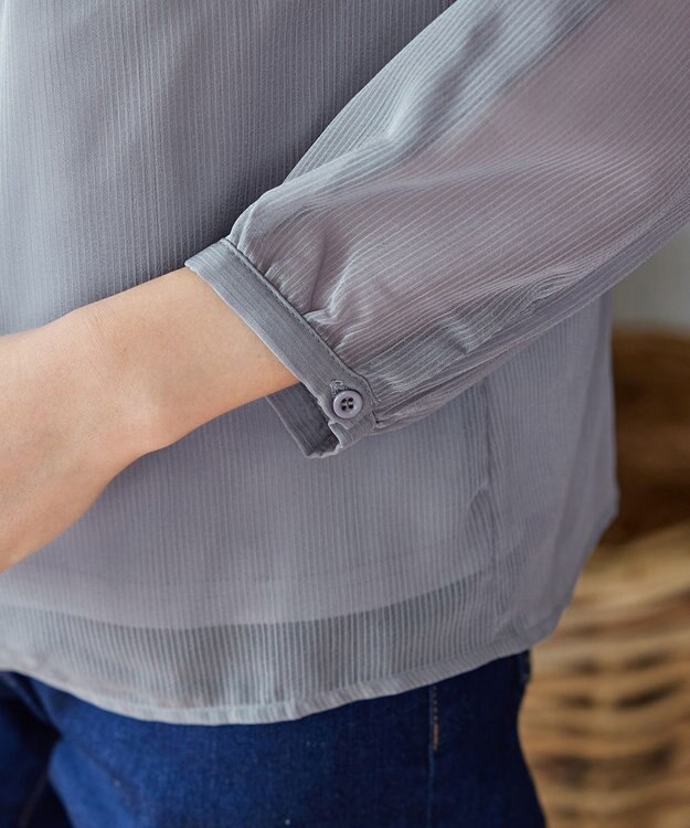 Tiaclasse L 【洗える】ドビーシフォンパールブラウス グレー