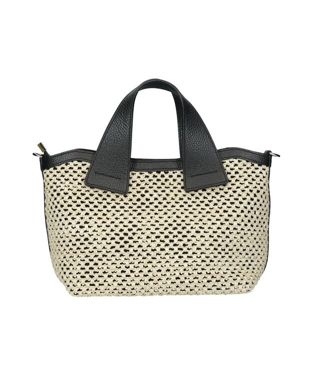 INTER-CHAUSSURES 【RIPANI】サマーツイード・レザーコンビバッグ ブラックコンビ