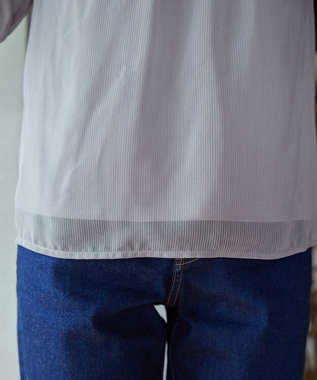 Tiaclasse L 【洗える】ドビーシフォンパールブラウス グレー