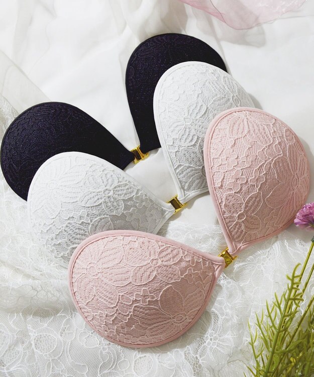 BRADELIS New York 【NuBra / ナチュラルタイプ】ヌーブラ・エアーライト ロゼ シャルム  蒸れにくい バックレス コレクション デザインヌーブラ 正規品 ブラック