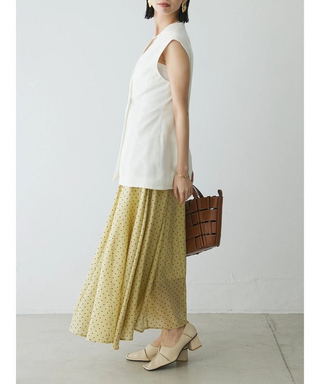 Green Parks AnriettMusee ネック切替デザインベスト Off White