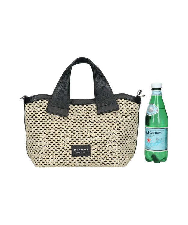 INTER-CHAUSSURES 【RIPANI】サマーツイード・レザーコンビバッグ ブラックコンビ