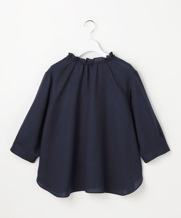 ANY SIS L 【2WAY】スムージーポリエステル フリルネック ブラウス ネイビー