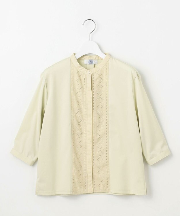 J.PRESS LADIES L 【洗える】エンブロシャツジャージー ブラウスライク カットソー ライム系