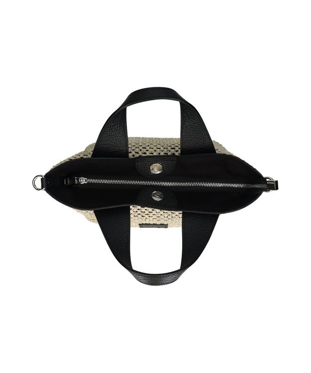 INTER-CHAUSSURES 【RIPANI】サマーツイード・レザーコンビバッグ ブラックコンビ