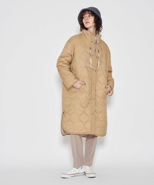 J.PRESS YORK STREET 【WOMEN】ロングキルトリバーシブルコート ベージュ系