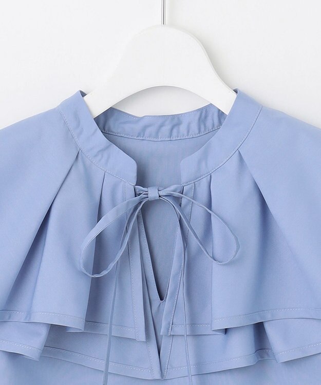 Feroux 【洗える】バイカラー ブラウス スカイブルー系