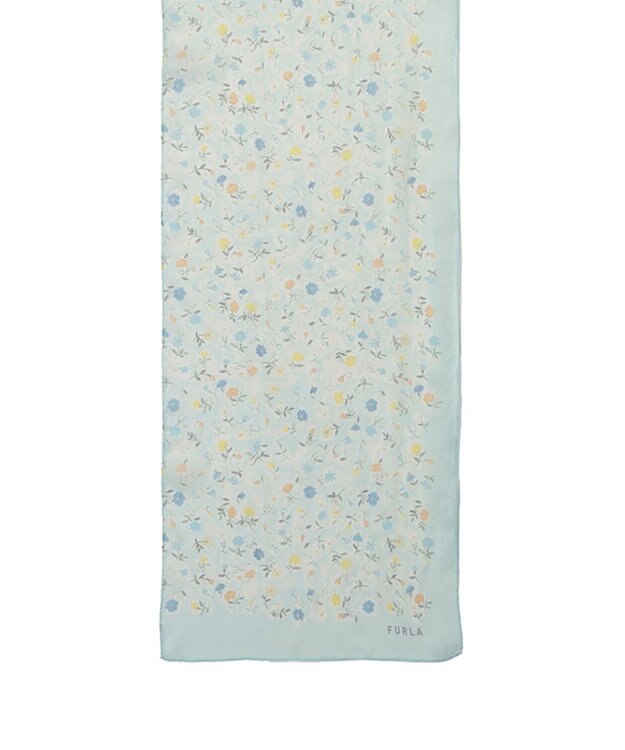 MOONBAT 【シルク100%】フルラ (FURLA) シルクシフォンロングスカーフ 小花柄 150cm×35cm ミントグリーン