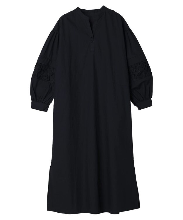 CRAFT STANDARD BOUTIQUE 袖レース使いワンピース Dark Navy