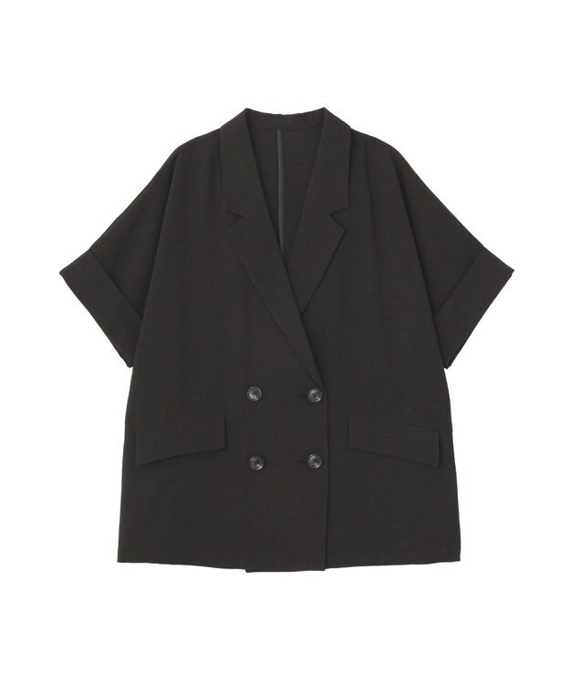 earth music&ecology 【セットアップ対応】リネンライクダブルジャケット Black