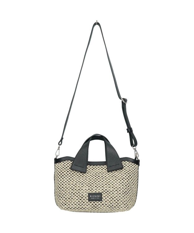 INTER-CHAUSSURES 【RIPANI】サマーツイード・レザーコンビバッグ ブラックコンビ