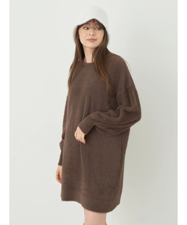 earth music&ecology ミニシャギーチュニック Brown