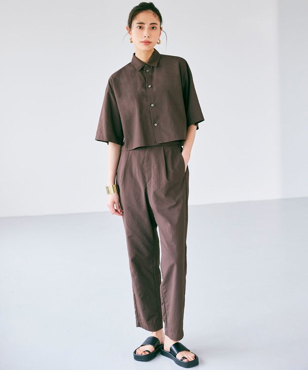 NAVE 【ReNAVE　撥水機能・UVカット・透湿・接触冷感・洗える】ナイロンタスランシャツ ダークブラウン系