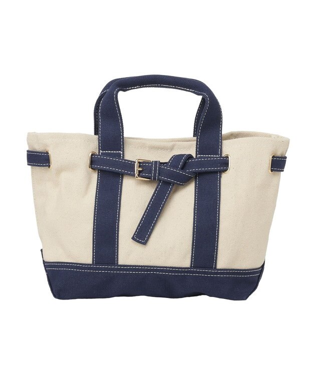 earth music&ecology 【Mサイズ】ベルトキャンバストートバッグ Navy