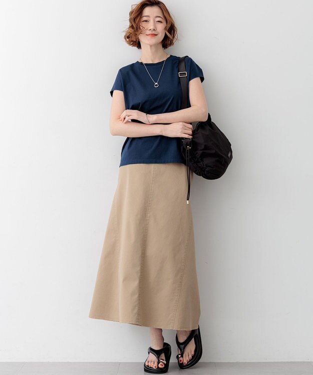 23区 S 【先行予約/WEB&一部店舗限定カラーあり】スビンハイツイスト フレンチスリーブ Tシャツ ネイビー系