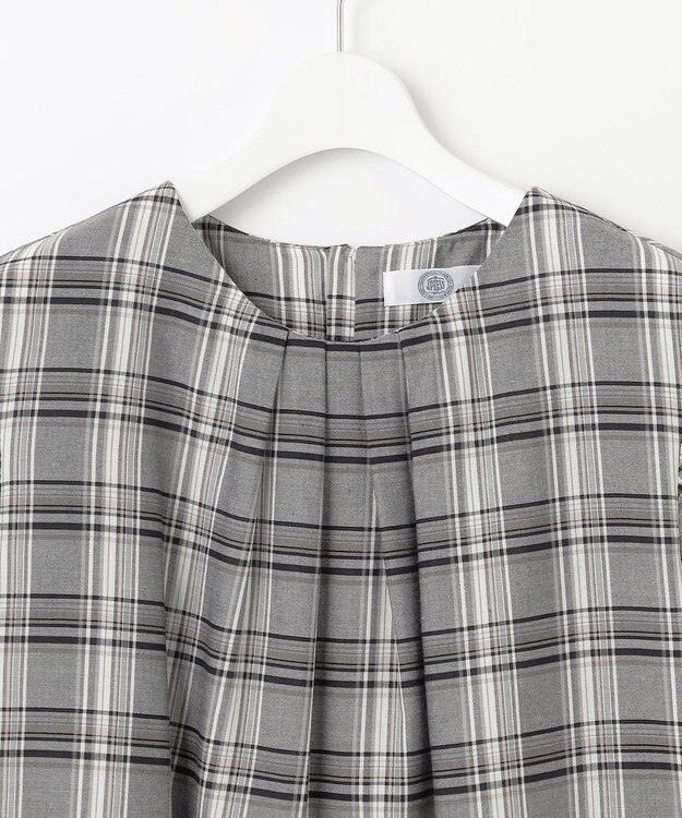 J.PRESS LADIES L シアーストライプ&チェック カットソー ライトグレー系3