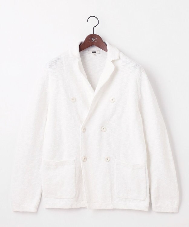 JOSEPH ABBOUD 【イタリア糸使用】コットンスラブ ニット ジャケット ホワイト系