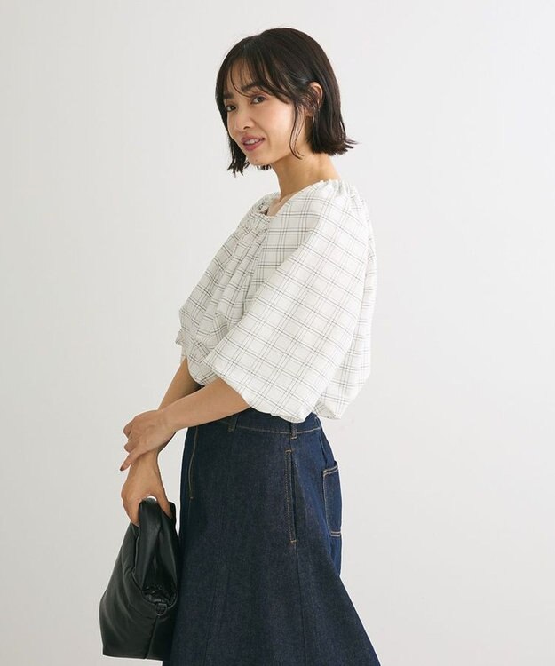 Green Parks ２ｗａｙバルーンスリーブブラウス Check