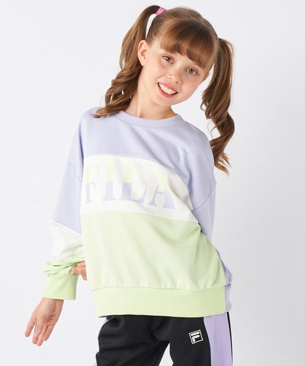 OP／FILA 【FILA】パステルカラークルーネックスウェット/キッズ サックス