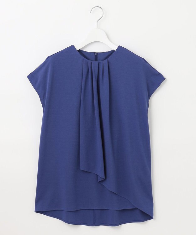 自由区 【洗える・XSサイズあり】ハイツイストポンチフロントタック カットソー スカイブルー系