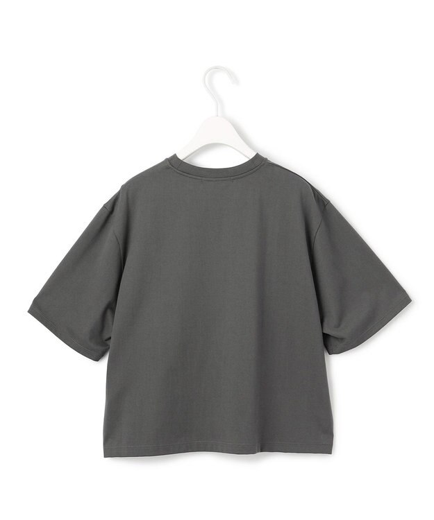 ICB L 【接触冷感・UVケア・洗える】クロップド ロゴTEE チャコール系