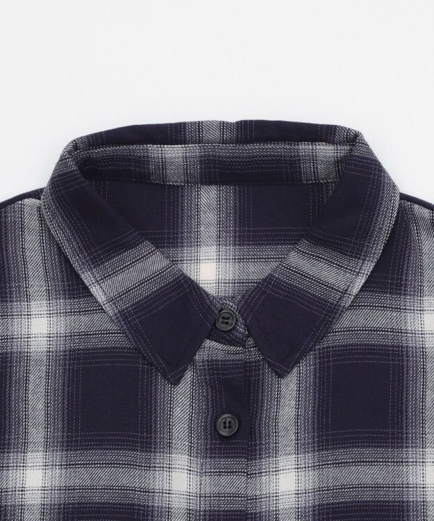 WEGO オープンショルダーチェックBIGシャツ ブラック