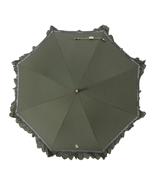 MOONBAT 【遮光/晴雨兼用日傘】POLO RALPH LAUREN(ポロ ラルフローレン) エンブフリル 長傘 遮熱 UV カーキー