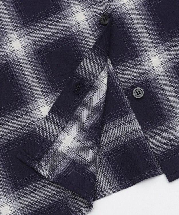 WEGO オープンショルダーチェックBIGシャツ ブラック