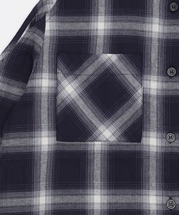 WEGO オープンショルダーチェックBIGシャツ ブラック