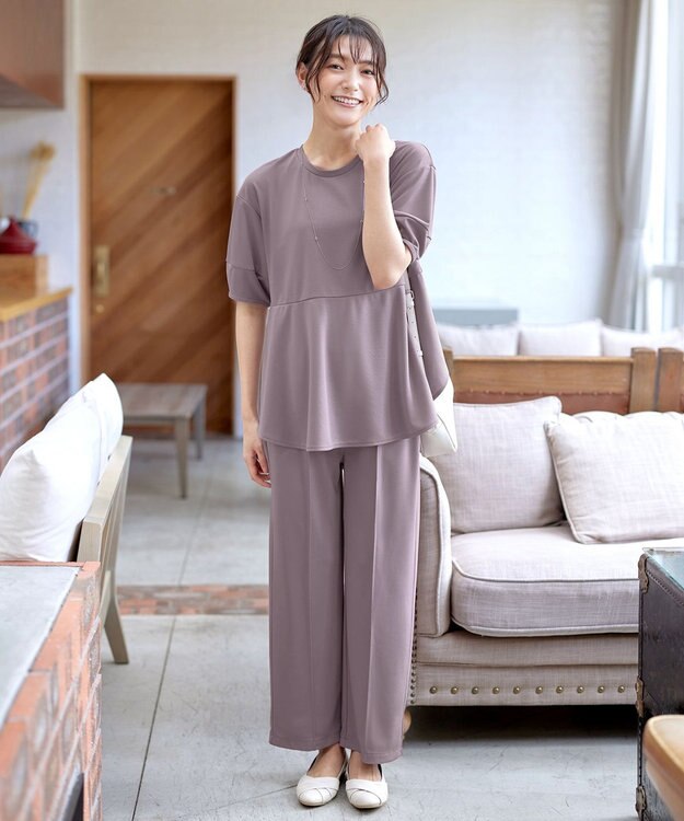 Tiaclasse 【洗える・接触冷感・紫外線ケア・サラごこち】ラウンドヘムチュニック ピンクモカ