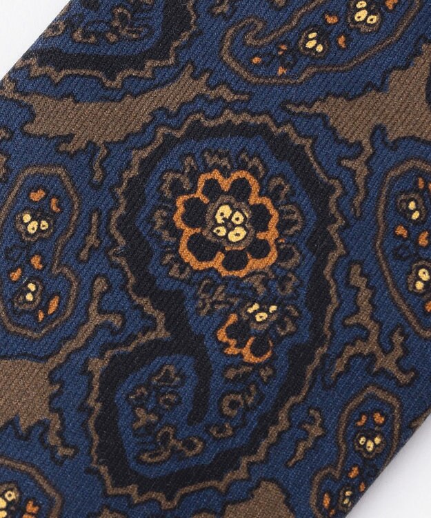 JOSEPH ABBOUD 【日本製】フラワーペイズリー ネクタイ ネイビー系