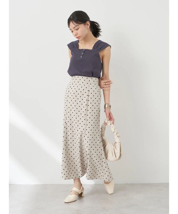 earth music&ecology リブフレンチタンクトップ Charcoal Gray